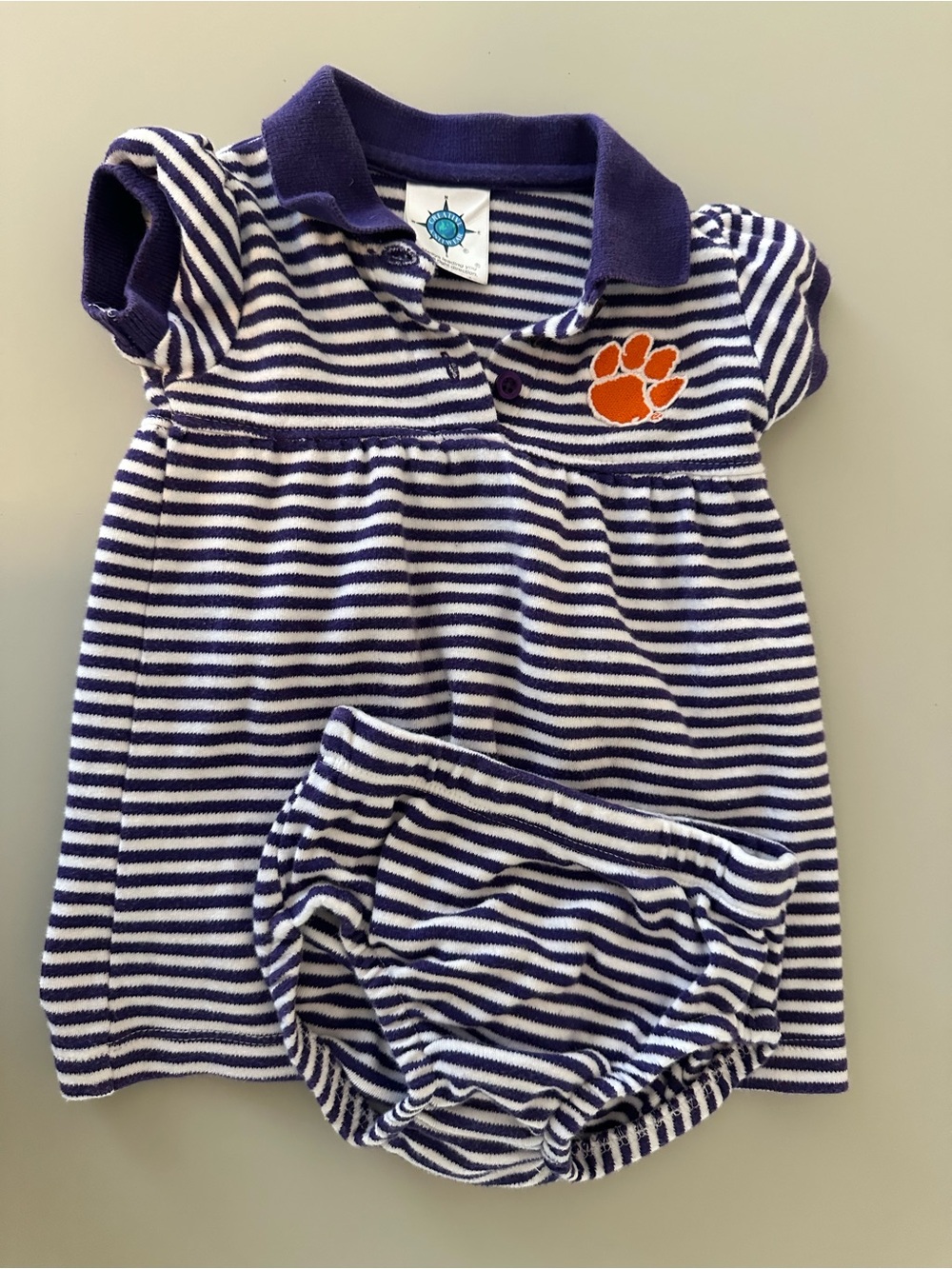 Clemson Tigers Baby Girl Dress with Onesie 3-6mo